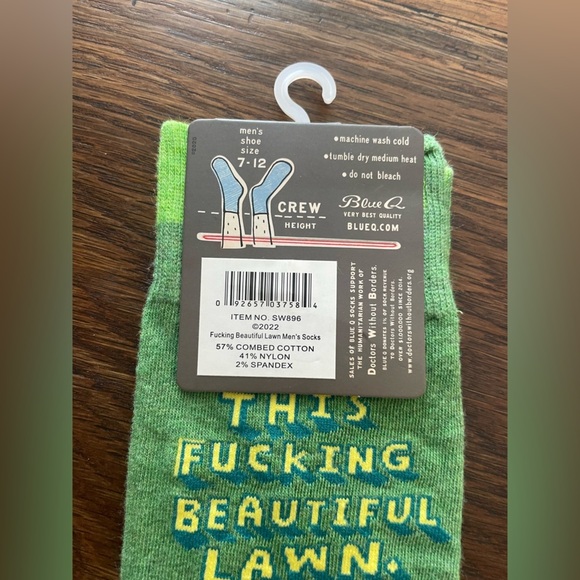 NWT Blue Q Socks Green Lawn Mowing Silly Socks - Picture 4 of 4